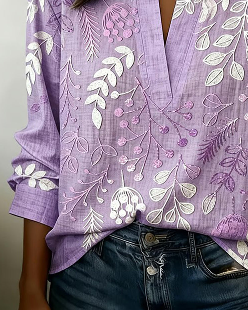 Blouse Zware Industrie Staande Kraag Geborduurd