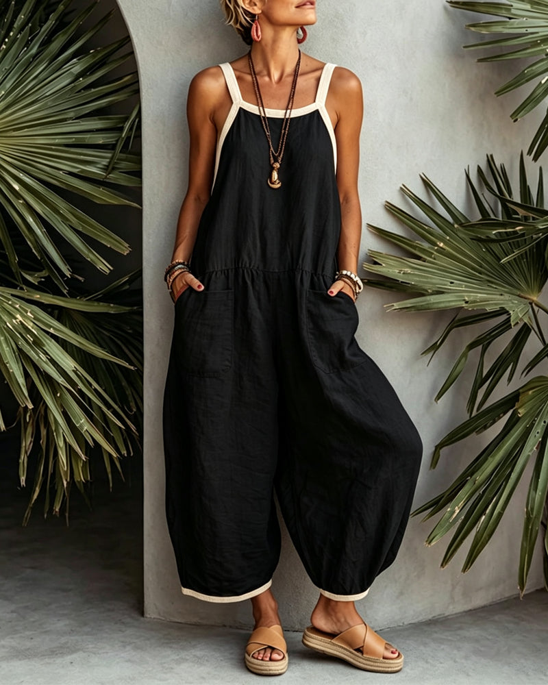 Kleurblokkerde Jumpsuit Met Zakken