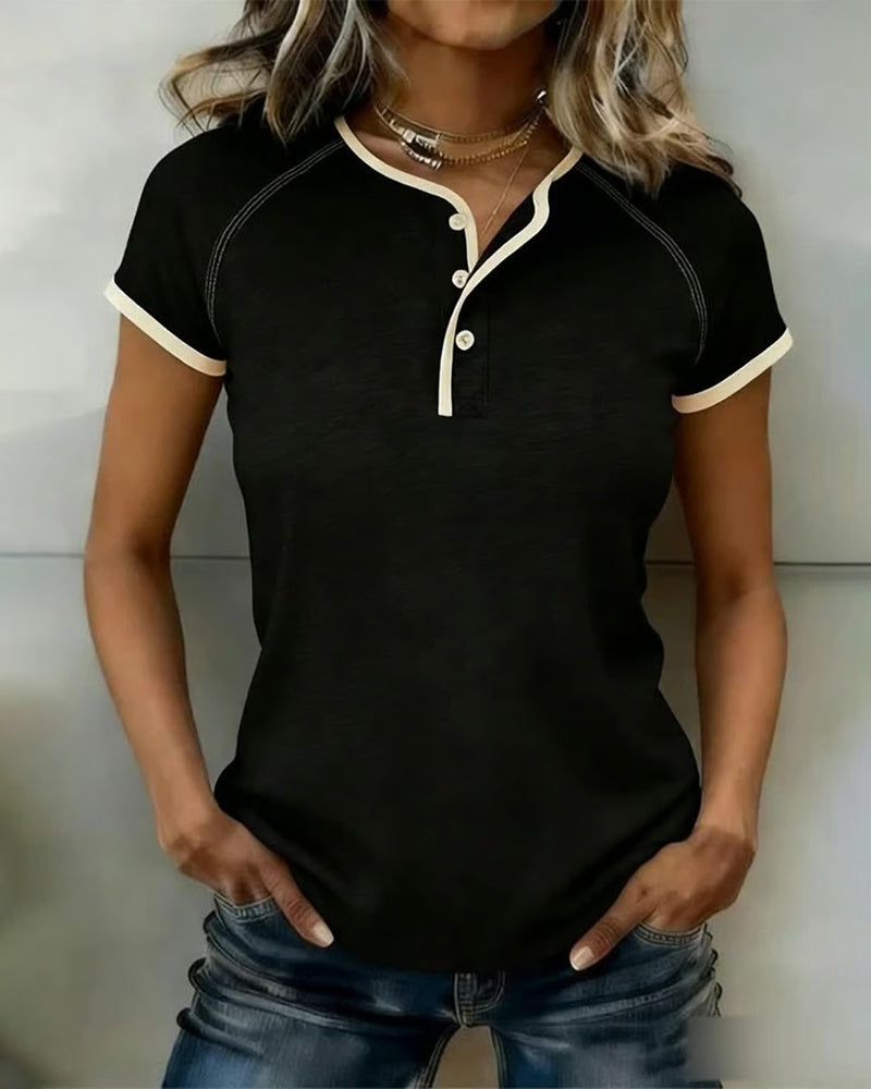 T-Shirt Colorblock Knoopt Slanke Pasvorm