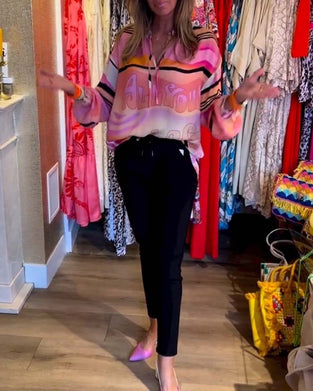 Casual top met contrasterende ophanging