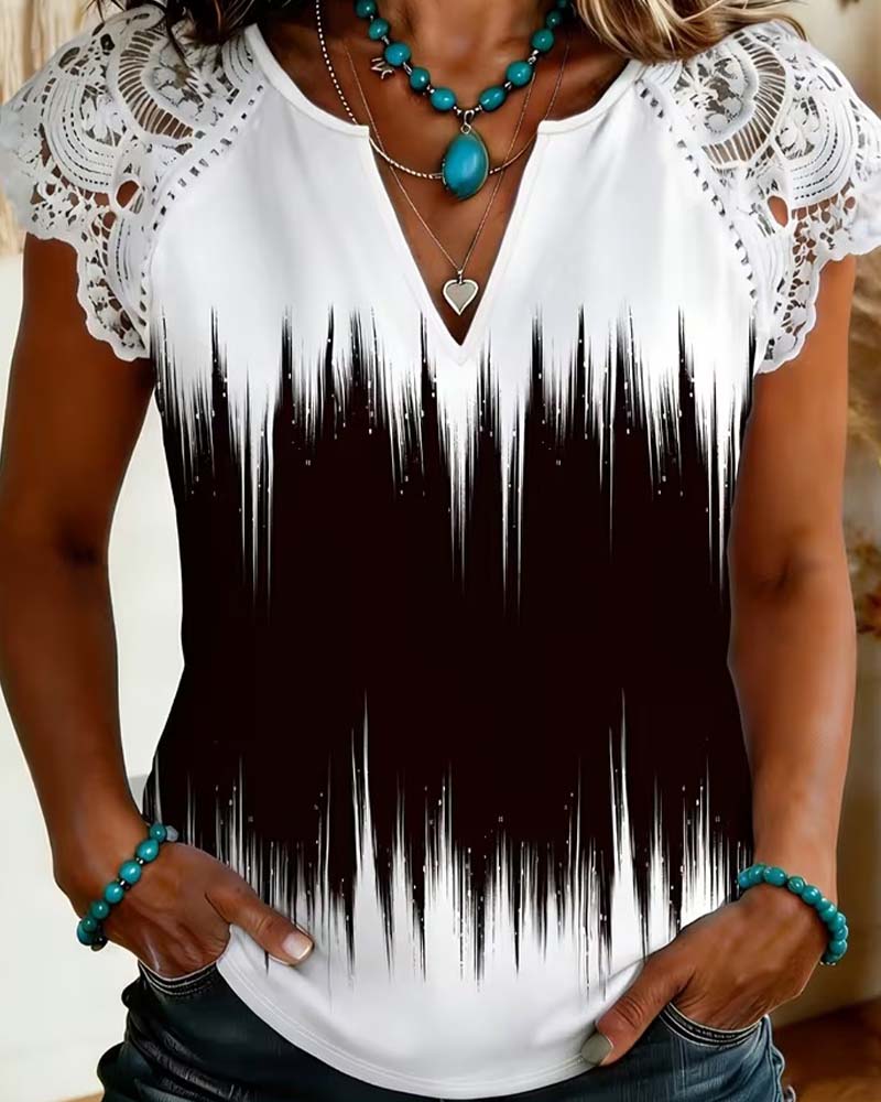Blouse Stijlvol V-Hals Kleurblok