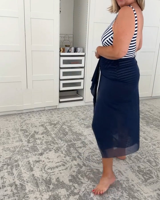 Set U-Hals Gestreept Eendelig Zwemkleding