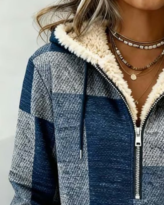 Stijlvolle Hoodie Met Halve Rits En Colourblock-Design