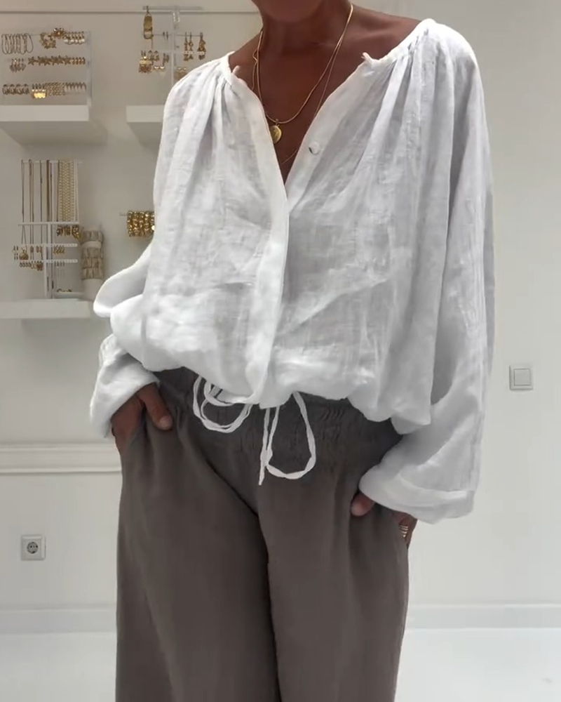 Blouse Lange Mouw Gerimpeld Strik