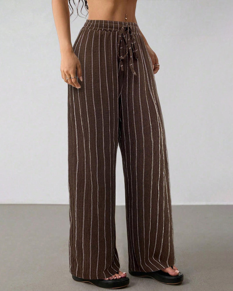 Broek Gestreept Trekkoord Casual Wijd