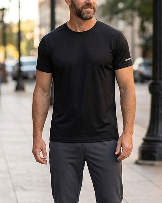 Heren T-Shirt Effen Kleur Korte Mouw Sportief