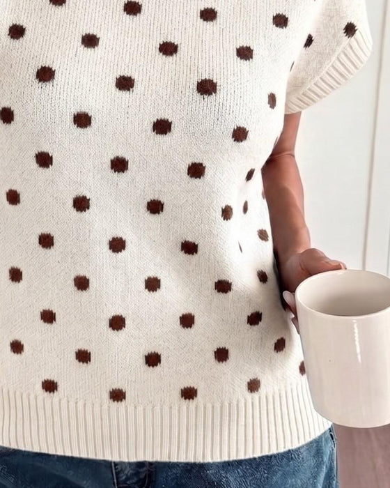Pullover Turtleneck Gestippeld Korte Mouw