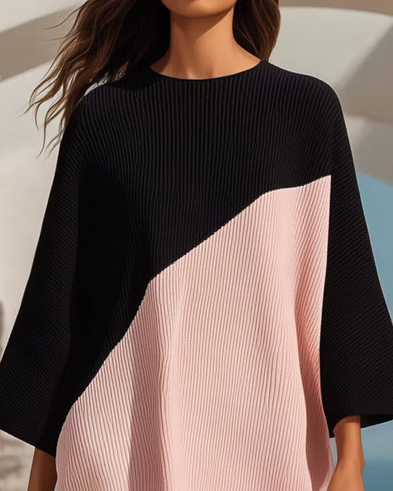 Dress Ronde Hals Kleurblok Shift