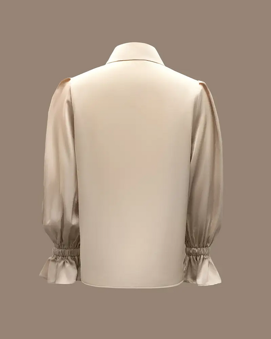 Blouse Elegant Satijn Met Uitlopende Mouwen