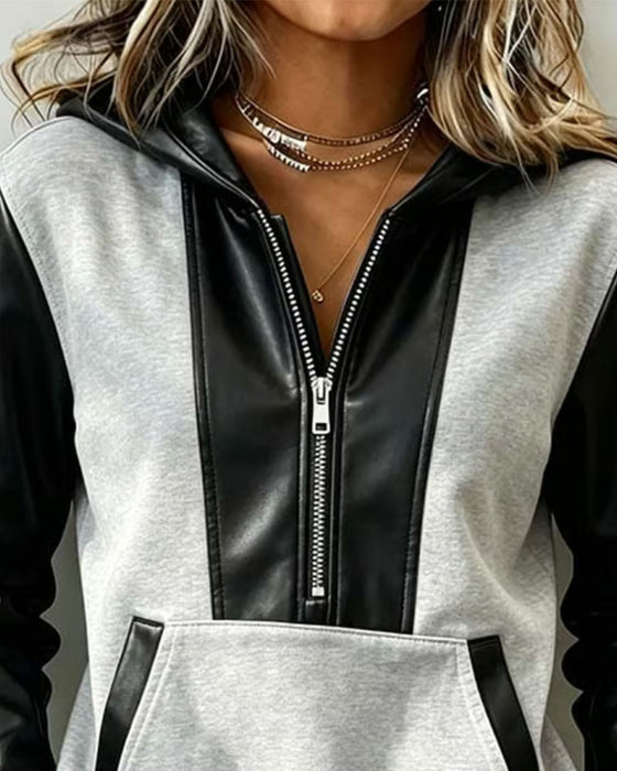 Hoodie Rits Zak Patchwork