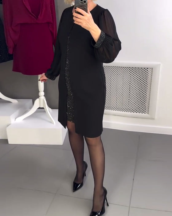 Jurk Ronde Hals Diamant Paneel