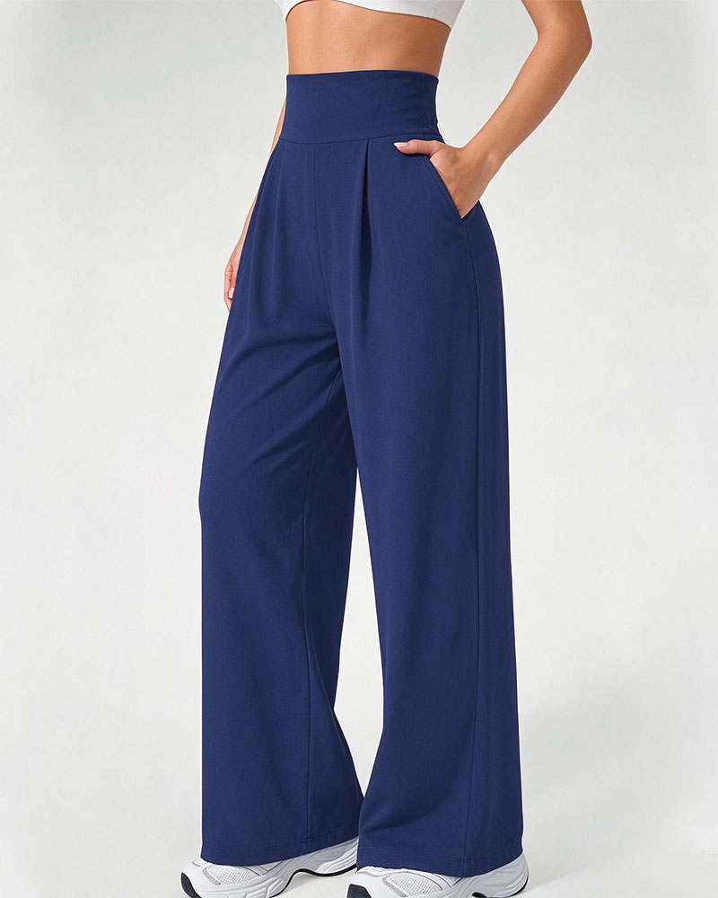 Broek Hoge Taille Zak Effen Wijde Pijp