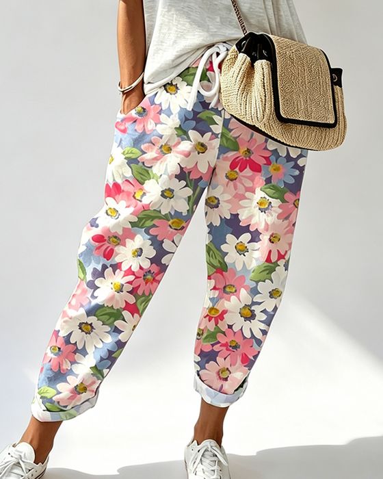 Broek Met Print En Colorblock Casual Look