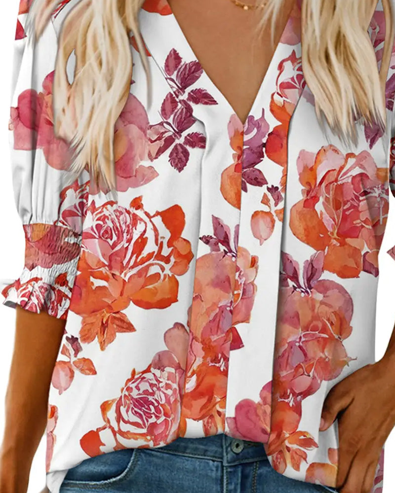 Blouse Elegant Kleine Bloemenprint