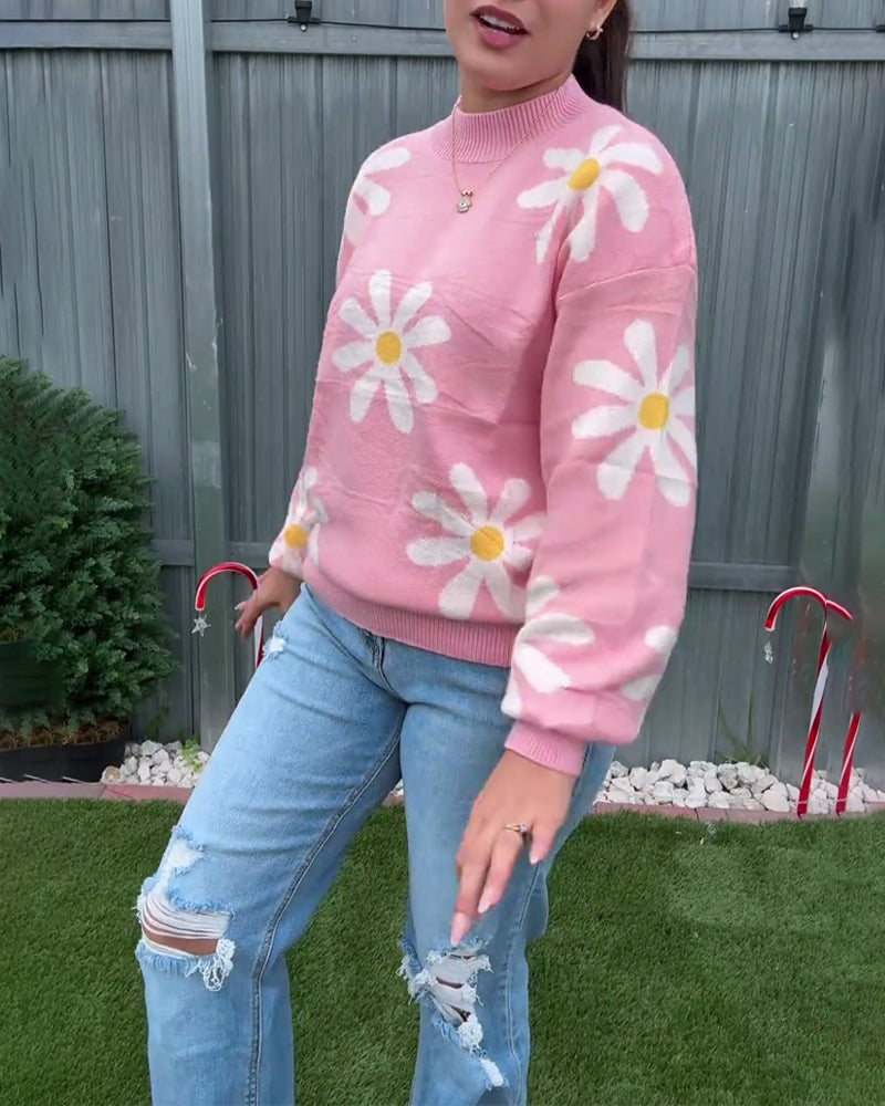 Trui jacquard mode ronde hals