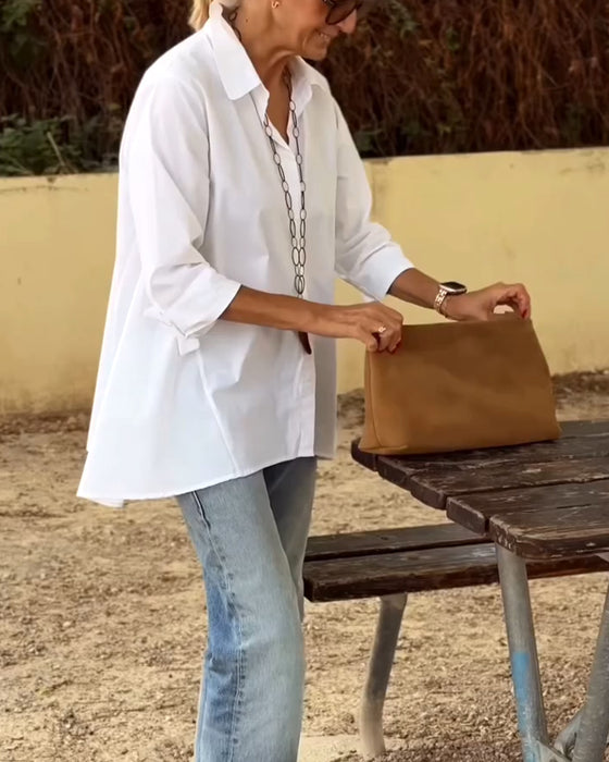 Casual Shirt Met Jasrevers En Lange Mouwen