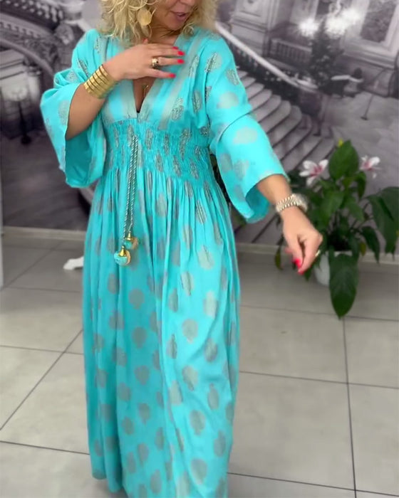 Jurk Losse Vakantieprint Taille Maxi