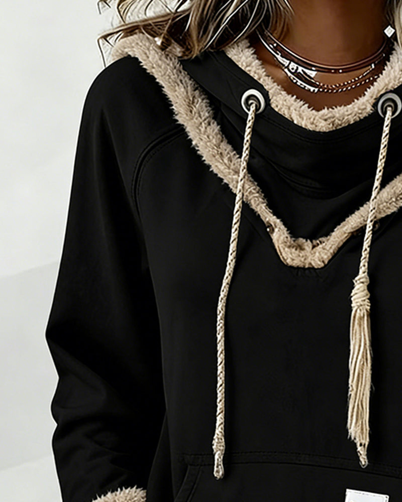 Langmouwige Sweatshirt Met Patchworkdetails En Zak