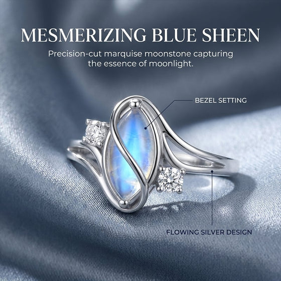Ovale maansteen geometrische ring