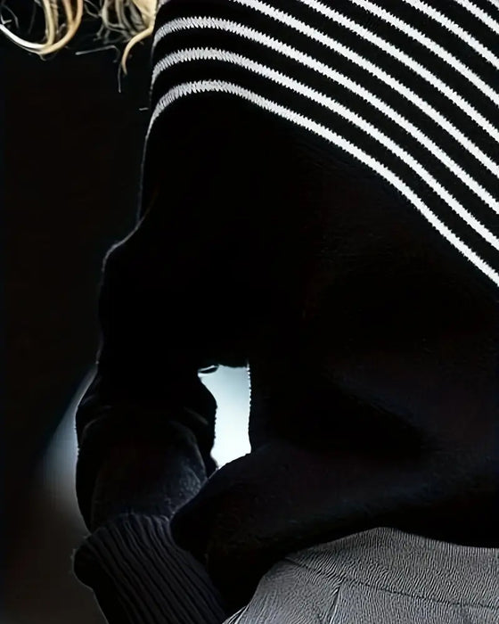 Trui Turtleneck Gestreept Drop Shoulder