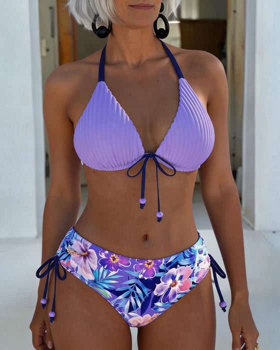 Bikini Halter Voor Strik Print