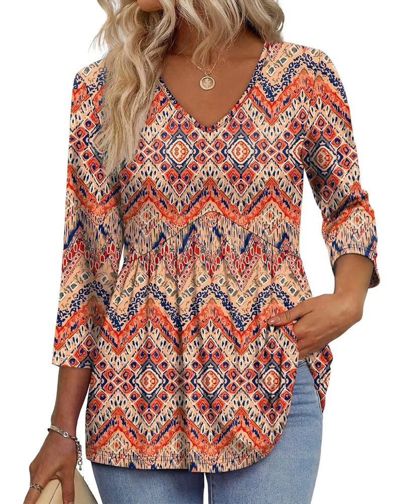 Blouse Los Driekwart Mouw Casual