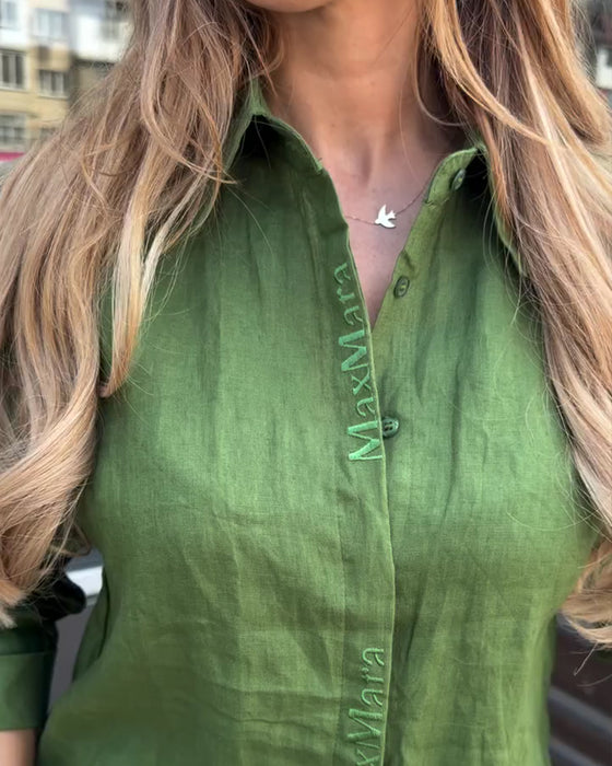 Shirt Knoopsgat Lange Mouw Los