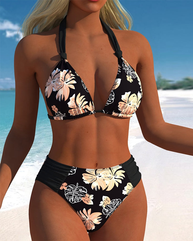 Bikini Tropisch Bloemen Halternek Tweedelig