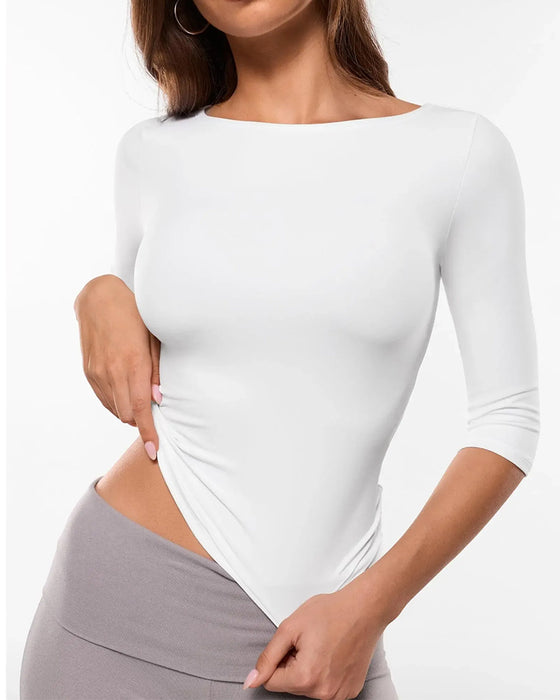 T-Shirt Stijlvol Ellebooglange Mouw Slim Fit Basislaag