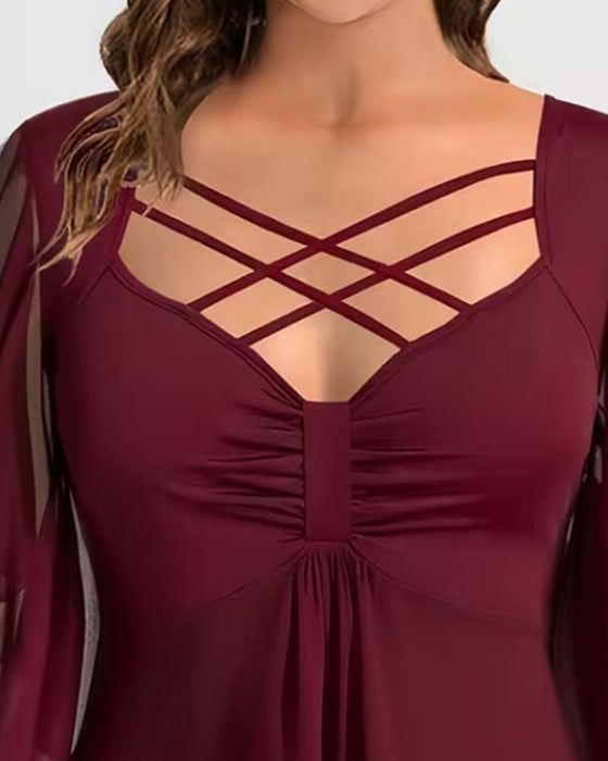 Effen V‑Hals Blouse