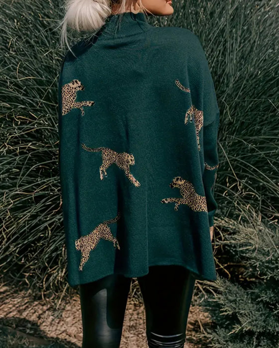 Trui Hoge Hals Los Luipaardprint