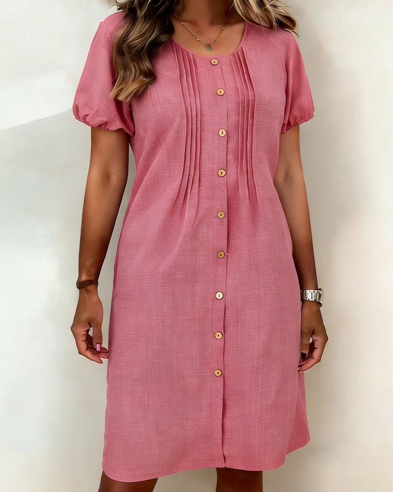 Jurk Geknoopt Geplooid Pofmouw