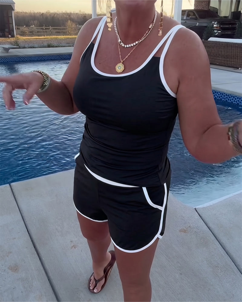 Tankini Met Contrast Kleur Bies En Afwerking