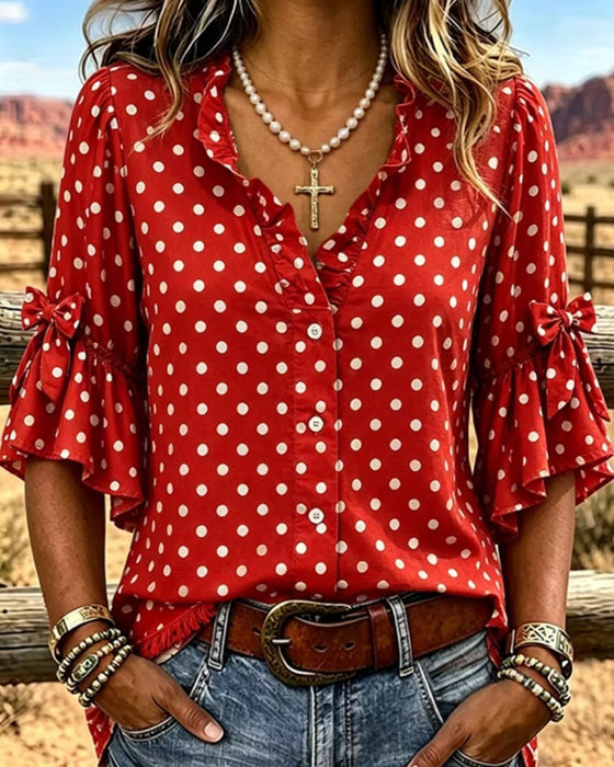 Shirt Stip Ruffle Stri k