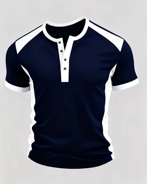 T-Shirt Heren Kleurblok Wafel