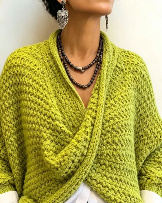 Pullover Grof V-Hals Twist Onregelmatig Gebreid