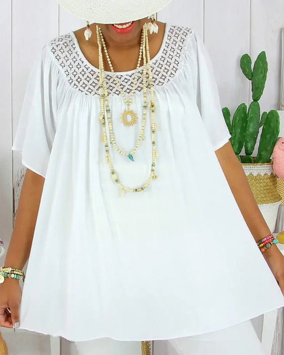 Blouse Effen Kleur Losse Pasvorm