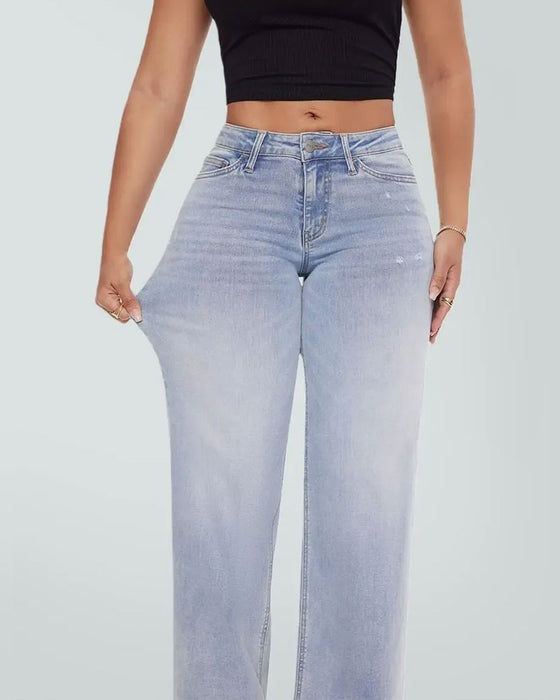 Jeans Hoge Taille Wijde Pijp