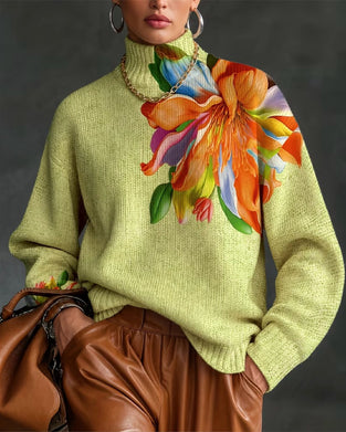 Trui Coltrui Bloemen Contrast Langmouw