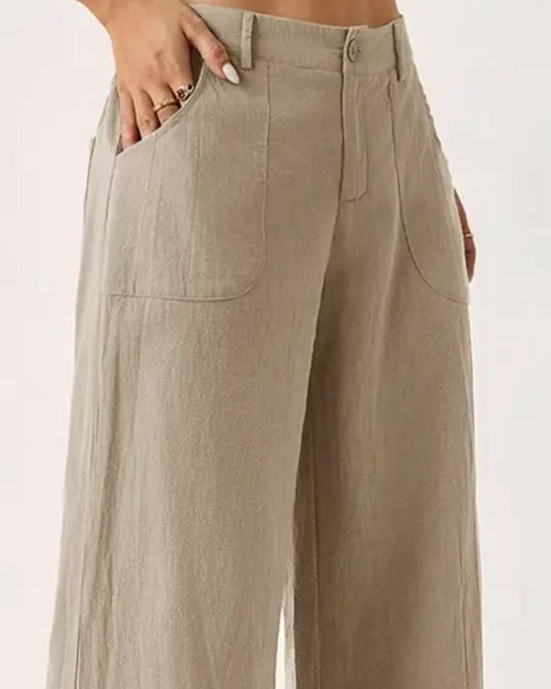 Broek Elastische Taille Zak Casual Wijd Pijp