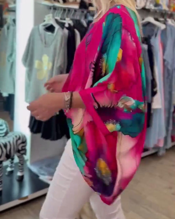 Blouse Vleermuismouw Halve Mouw Print