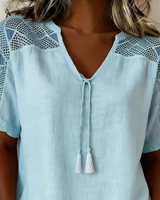 Blouse Eenvoudige Band Trekkoord