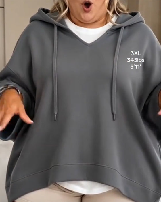 Sweatshirt Met Trekkoord En Driekwart Mouwen Met Capuchon