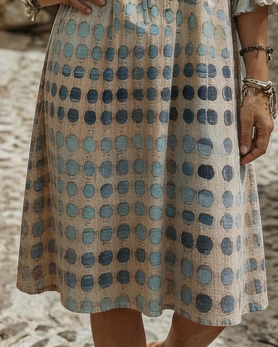 Jurken Blauwe Toon Polka Dot V-Hals