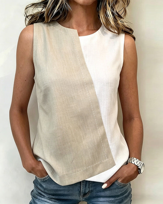 Tanktop Asymmetrisch Contrastkleur Patchwork