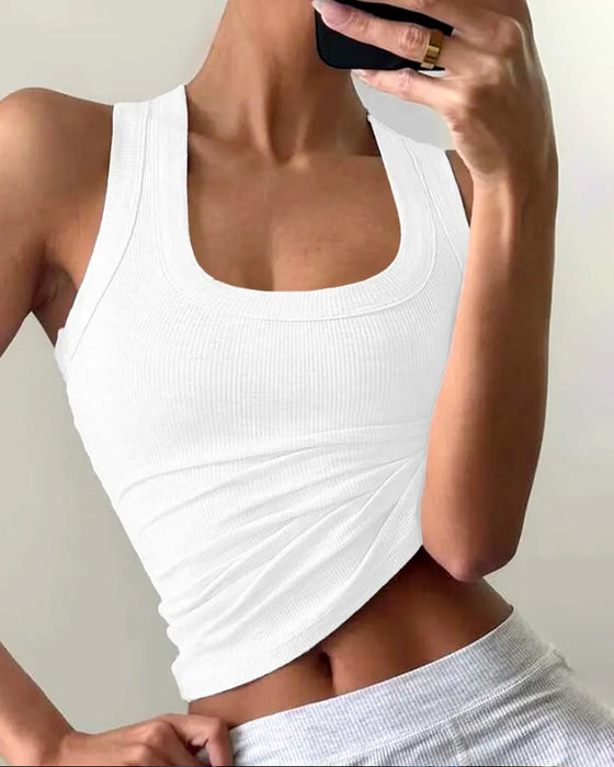 Tanktop U-Vormige Vierkante Halslijn Slim-Fit