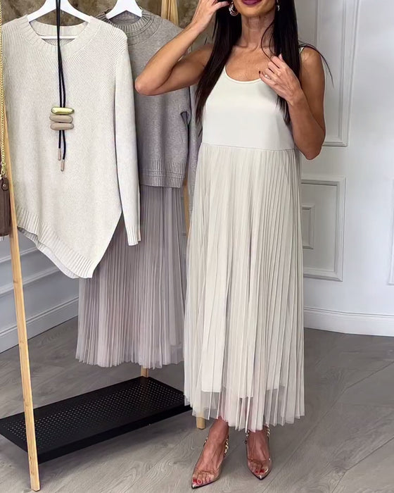 Twee-Delige Set Met Pullover En Rok In Ronde Hals En Onregelmatig Design