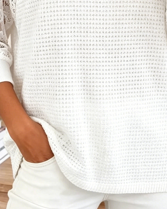 Blouse Driekwart Mouw Kant Paneel