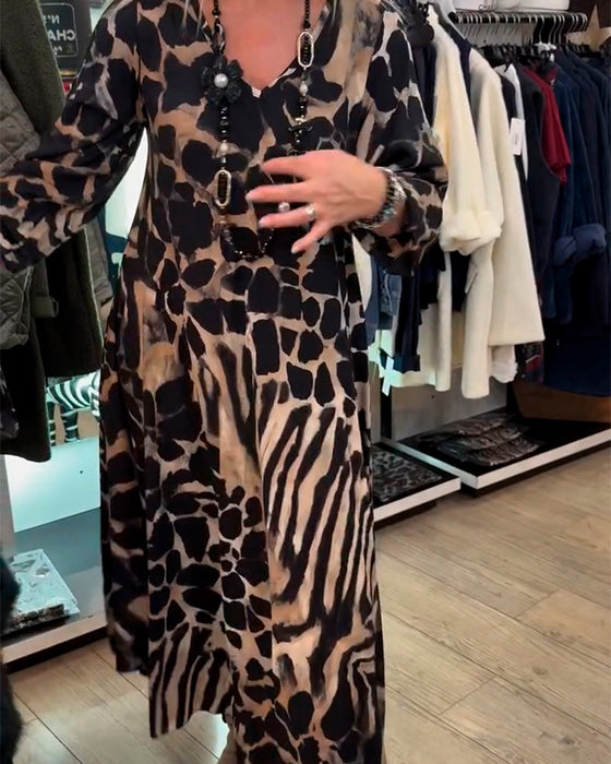 Jurk Luipaard Zebra Los Lange Mouw