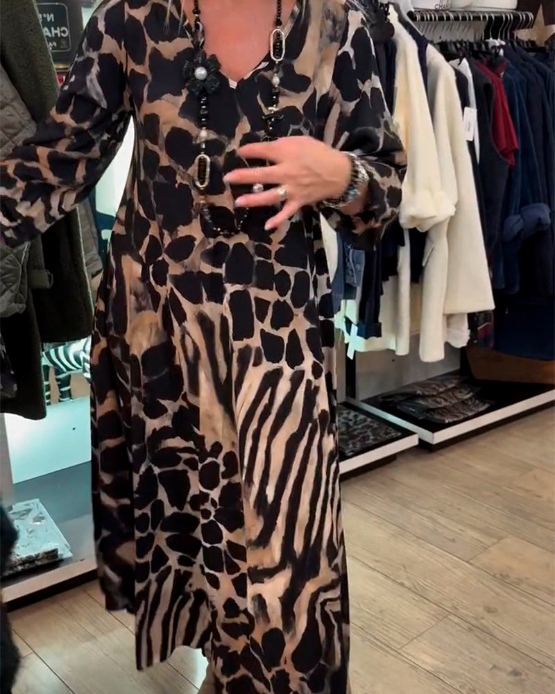 Jurk Luipaard Zebra Los Lange Mouw